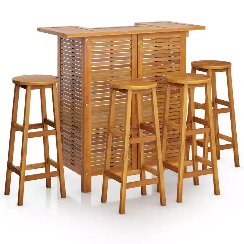 vidaXL Garden Bar Set Natural Wood Solid Acacia Wood Standard Footrest