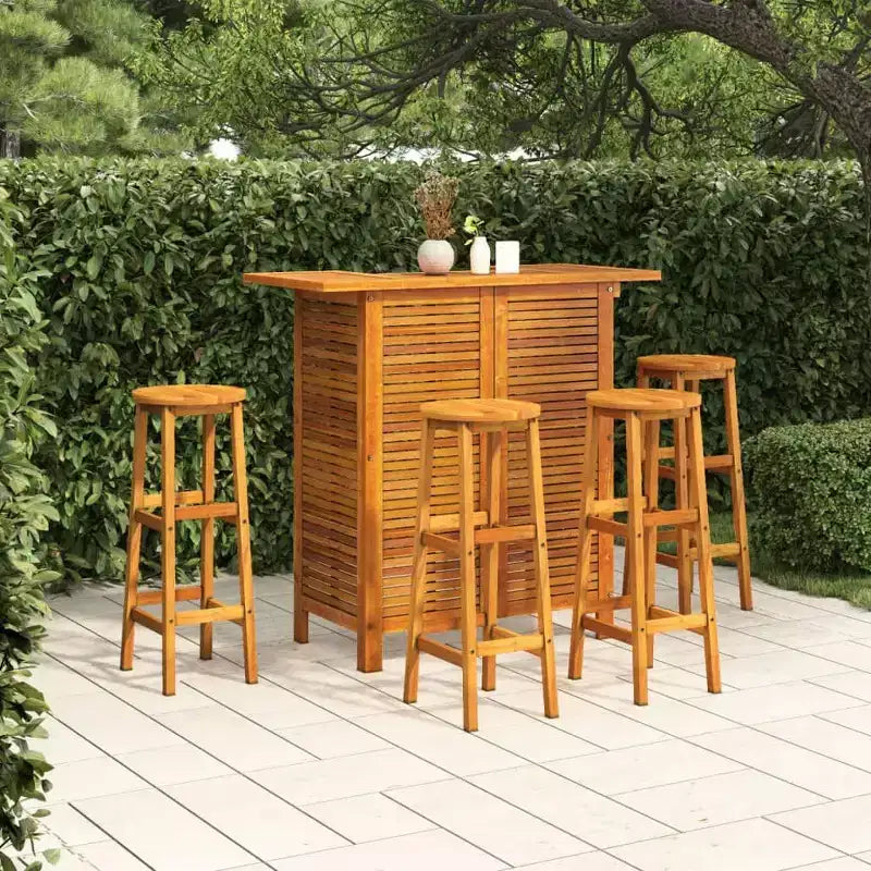 vidaXL Ensemble de bar de jardin Bois d'acacia massif Bois naturel Repose-pieds standard