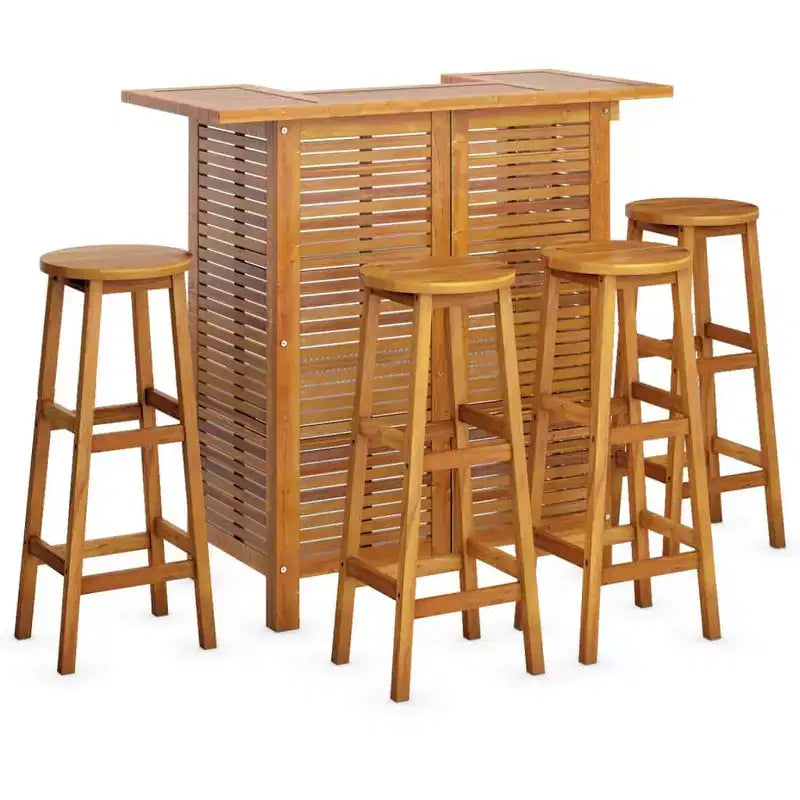vidaXL Ensemble de bar de jardin Bois d'acacia massif Bois naturel Repose-pieds standard