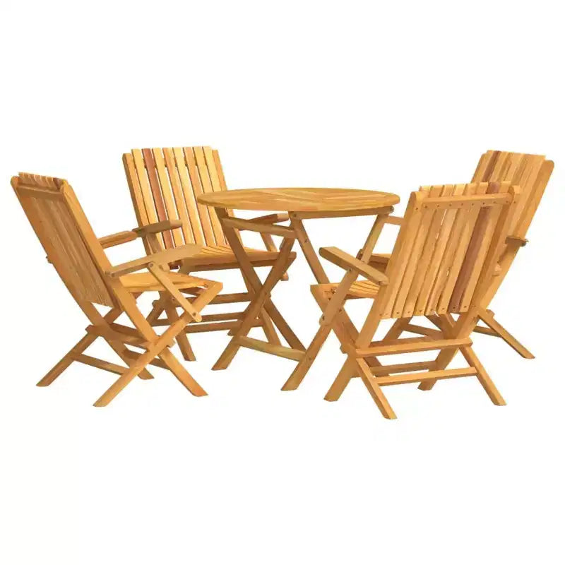 vidaXL Garden Dining Set Natural Teak Solid Teak Wood Regular Foldable