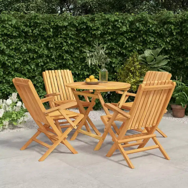 vidaXL Salon de jardin en teck massif naturel pliable