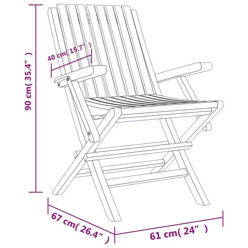 vidaXL Salon de jardin en teck massif naturel pliable