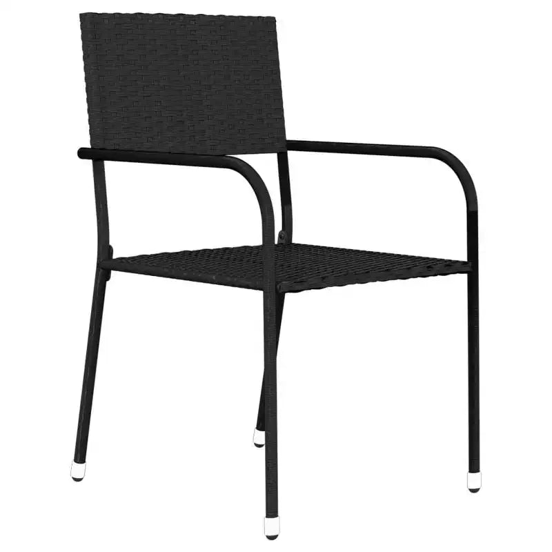 vidaXL Ensemble de salle à manger de jardin, rotin synthétique noir, acier enduit de poudre, verre - Longueur de la table 140 cm Noir 6