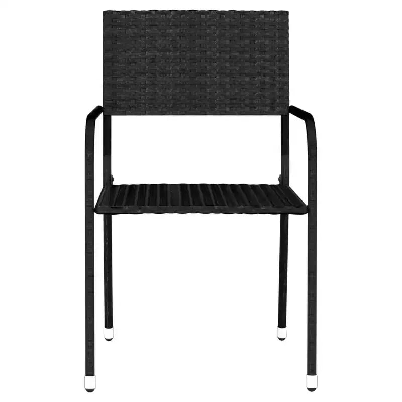 vidaXL Ensemble de salle à manger de jardin, rotin synthétique noir, acier enduit de poudre, verre - Longueur de la table 140 cm Noir 6