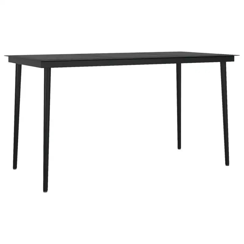vidaXL Ensemble de salle à manger de jardin, rotin synthétique noir, acier enduit de poudre, verre - Longueur de la table 140 cm Noir 6