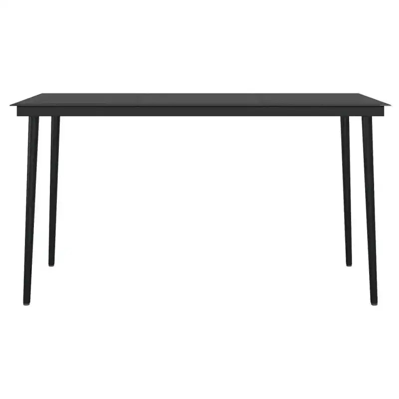 vidaXL Ensemble de salle à manger de jardin, rotin synthétique noir, acier enduit de poudre, verre - Longueur de la table 140 cm Noir 6