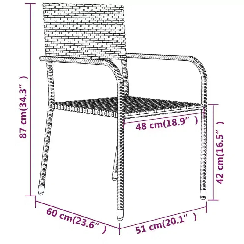 vidaXL Ensemble de salle à manger de jardin, rotin synthétique noir, acier enduit de poudre, verre - Longueur de la table 140 cm Noir 6