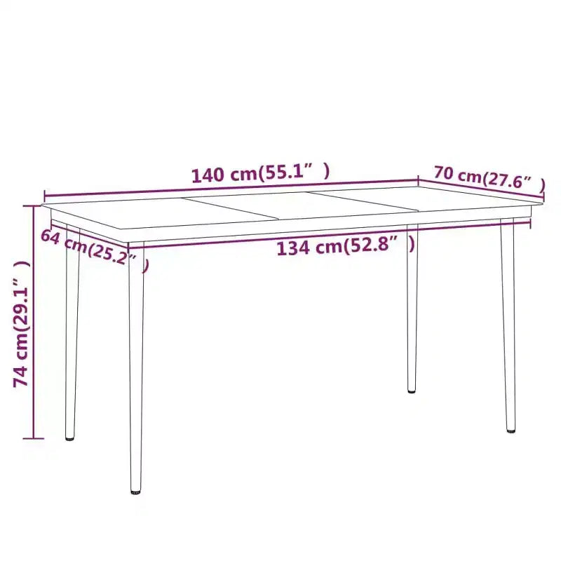 vidaXL Ensemble de salle à manger de jardin, rotin synthétique noir, acier enduit de poudre, verre - Longueur de la table 140 cm Noir 6