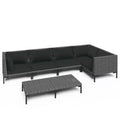 vidaXL Patio Lounge Set Outdoor Sectional Sofa Set Table Poly Rattan Dark Gray