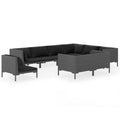 vidaXL Patio Lounge Set Outdoor Sectional Corner Sofa Poly Rattan Dark Grey