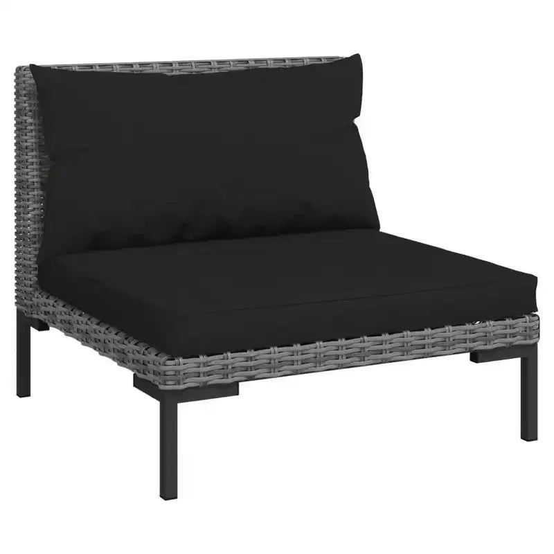 vidaXL Salon de jardin d'angle en résine tressée gris foncé