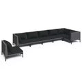 vidaXL Patio Lounge Set Outdoor Sectional Sofa Set Table Poly Rattan Dark Grey