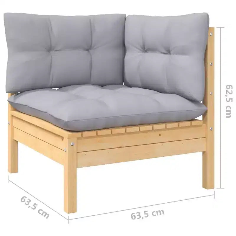 vidaXL Salon de jardin 10 pièces en pin massif avec coussins - Marron et Gris