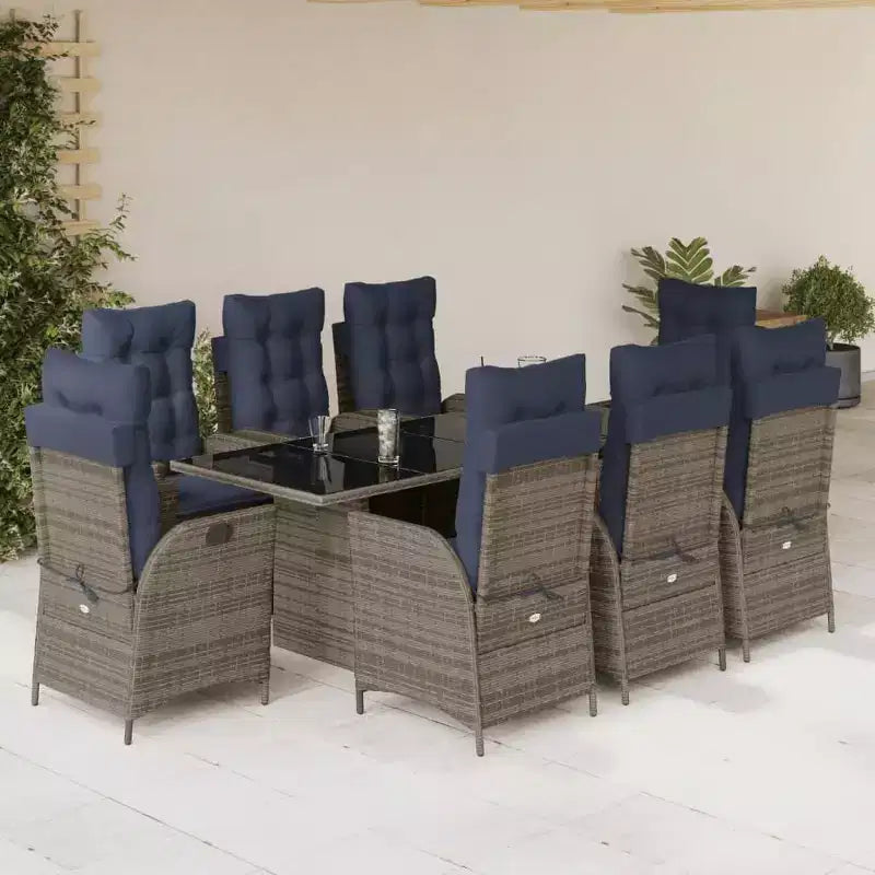 vidaXL Salon de jardin avec coussins en résine tressée gris