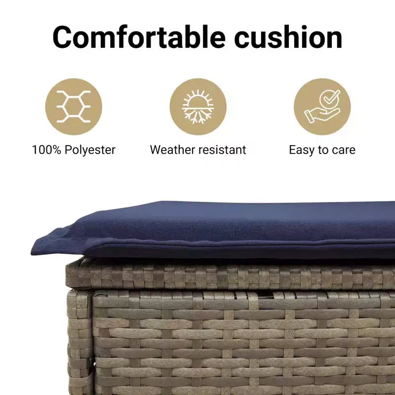 vidaXL Salon de jardin 6 pièces avec coussins, résine tressée, gris et bleu marine