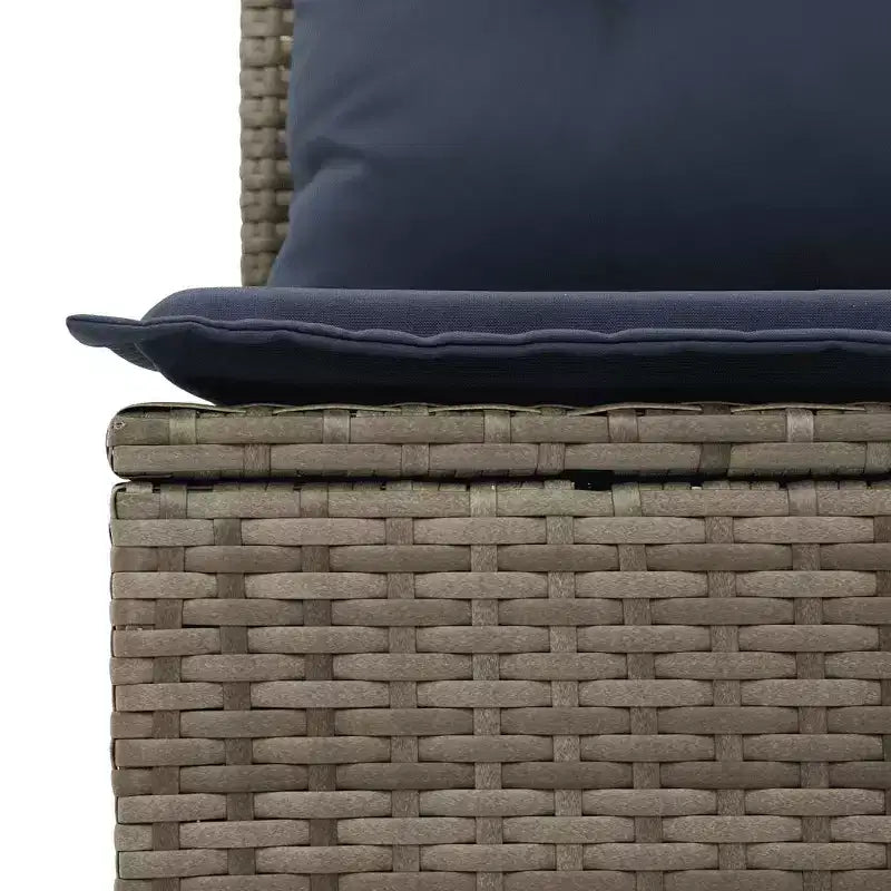 vidaXL Salon de jardin 6 pièces avec coussins, résine tressée, gris et bleu marine