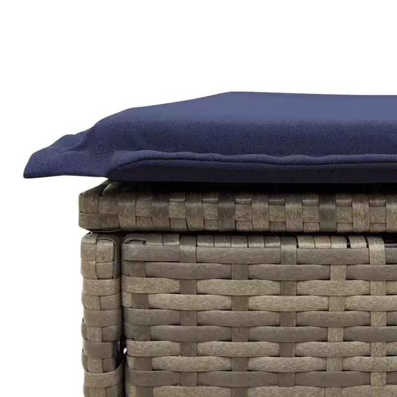 vidaXL Salon de jardin 6 pièces avec coussins, résine tressée, gris et bleu marine