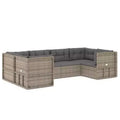 vidaXL Outdoor Patio Furniture Set - 6 Piece Sectional Sofa Gray Poly Rattan - Adjustable Seats, Cushions Included
