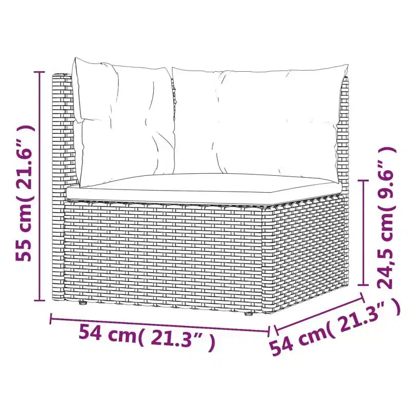 vidaXL Ensemble de Mobilier de Jardin - Canapé Sectionnel 6 Pièces en Résine Tressée Grise - Sièges Ajustables, Coussins Inclus