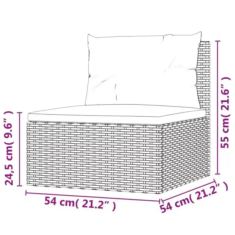 vidaXL Ensemble de Mobilier de Jardin - Canapé Sectionnel 6 Pièces en Résine Tressée Grise - Sièges Ajustables, Coussins Inclus