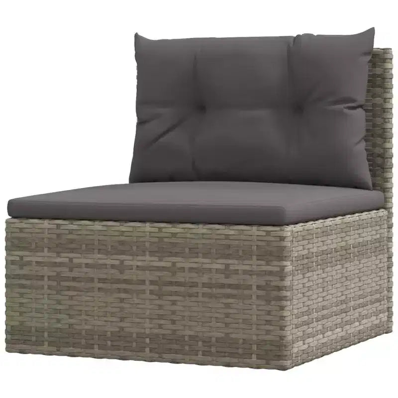 vidaXL Ensemble de Mobilier de Jardin - Canapé Sectionnel 6 Pièces en Résine Tressée Grise - Sièges Ajustables, Coussins Inclus