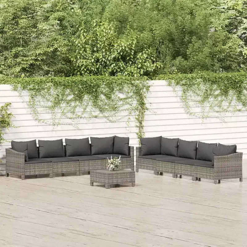 vidaXL Ensemble de salon de jardin 9 pièces avec coussins en rotin synthétique gris
