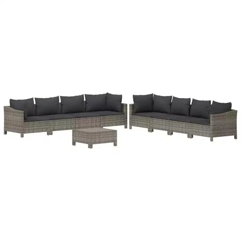 vidaXL Ensemble de salon de jardin 9 pièces avec coussins en rotin synthétique gris