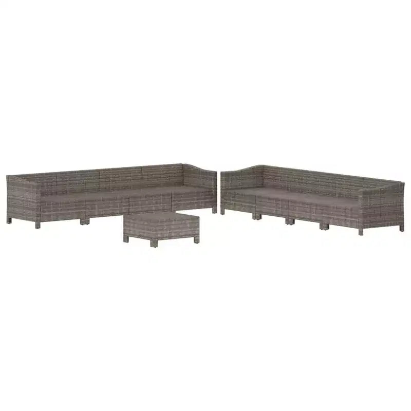vidaXL Ensemble de salon de jardin 9 pièces avec coussins en rotin synthétique gris
