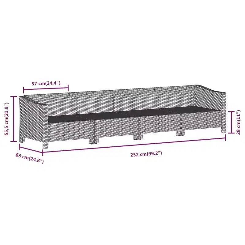 vidaXL Ensemble de salon de jardin 9 pièces avec coussins en rotin synthétique gris