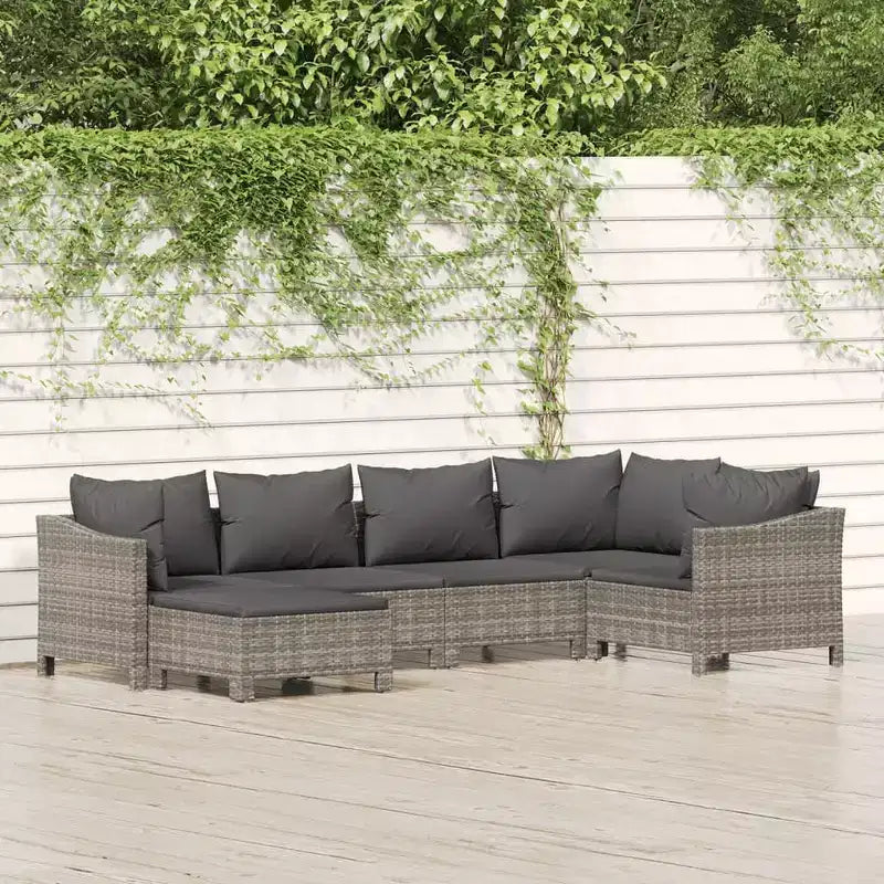vidaXL Salon de jardin 6 pièces avec coussins en résine tressée gris