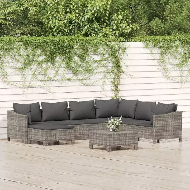 vidaXL Salon de jardin 8 pièces avec coussins en résine tressée gris