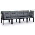 vidaXL Patio Furniture Set Outdoor Loveseat Sofa Black and Gray Poly Rattan