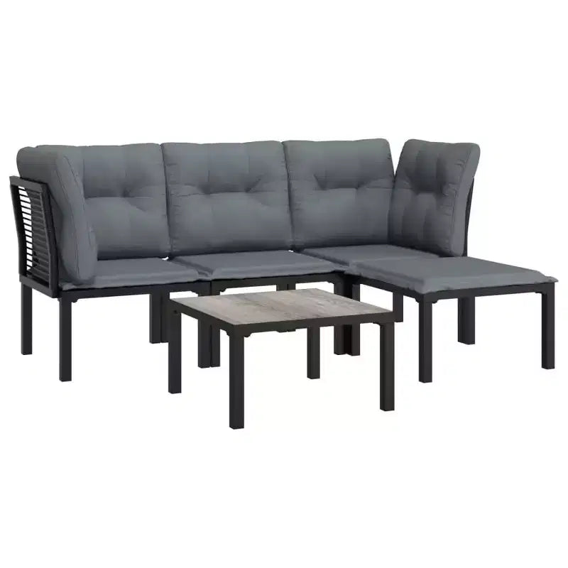 vidaXL Ensemble de salon de jardin 5 pièces noir et gris en résine tressée
