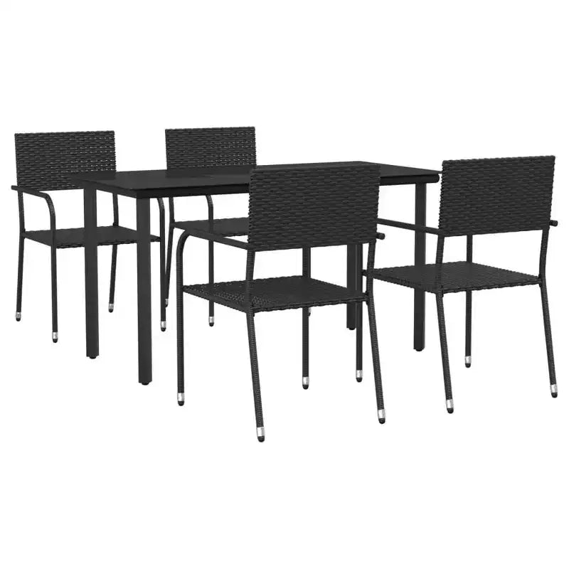 vidaXL Garden Dining Set Black Poly rattan and Steel Standard Stacking - 55.1 table length 4