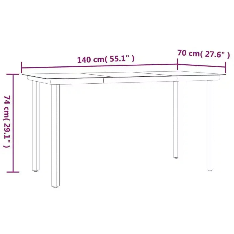 vidaXL Salon de jardin noir en polyrotin et acier empilable standard - 55,1 longueur de table 4
