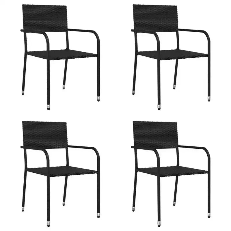 vidaXL Salon de jardin noir en polyrotin et acier empilable standard - 55,1 longueur de table 4