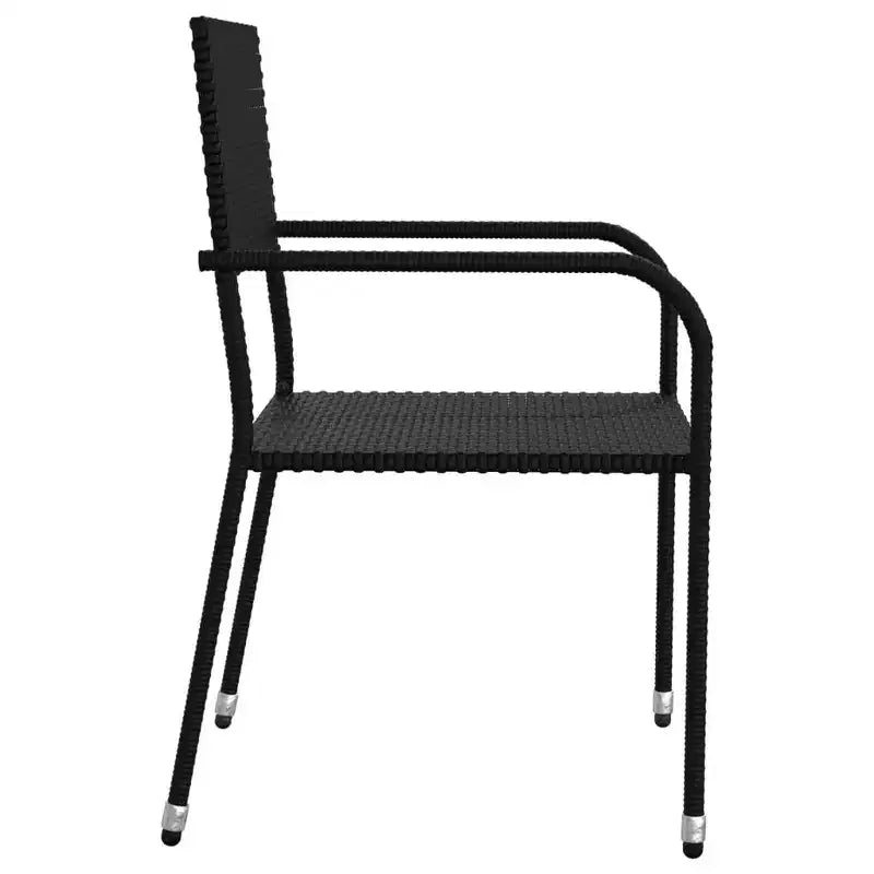 vidaXL Salon de jardin noir en polyrotin et acier empilable standard - 55,1 longueur de table 4