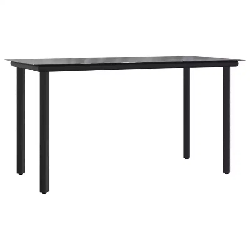 vidaXL Salon de jardin noir en polyrotin et acier empilable standard - 55,1 longueur de table 4
