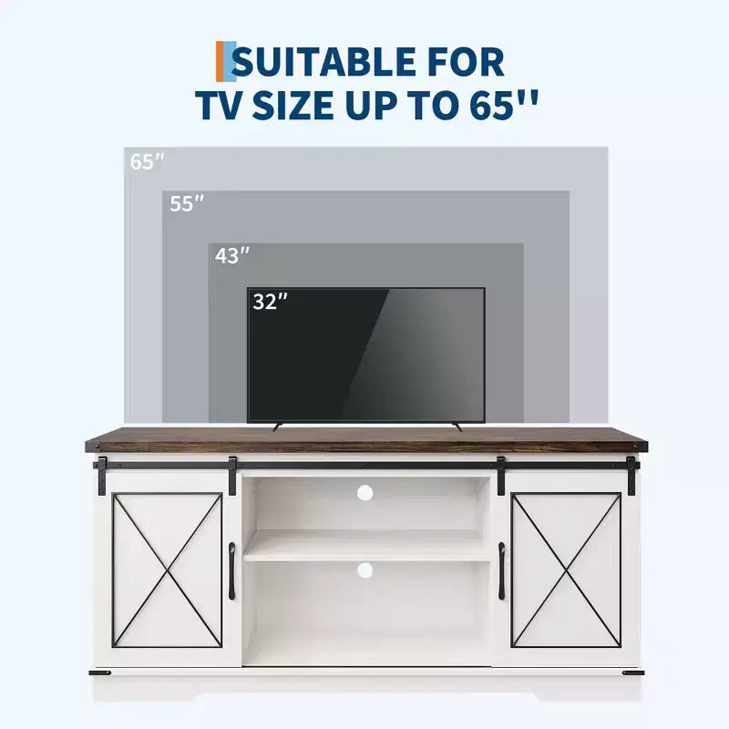Wood TV Entertainment Center with Sliding Barn Doors 59''