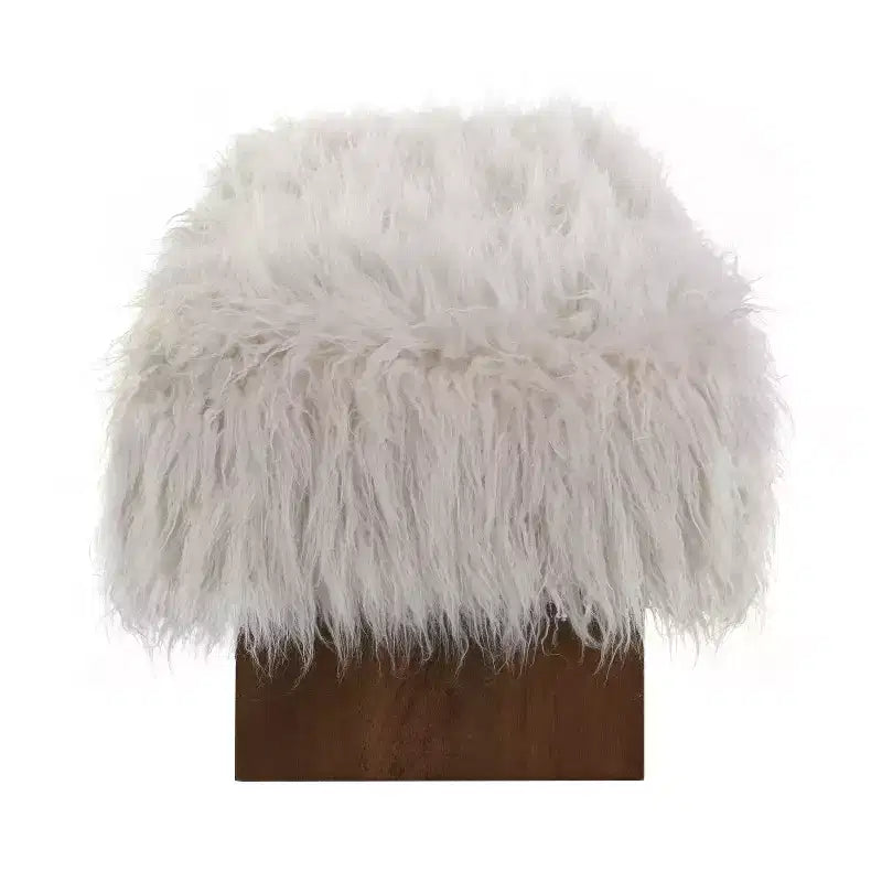 Rubberwood Faux Wool Upholstered Bench