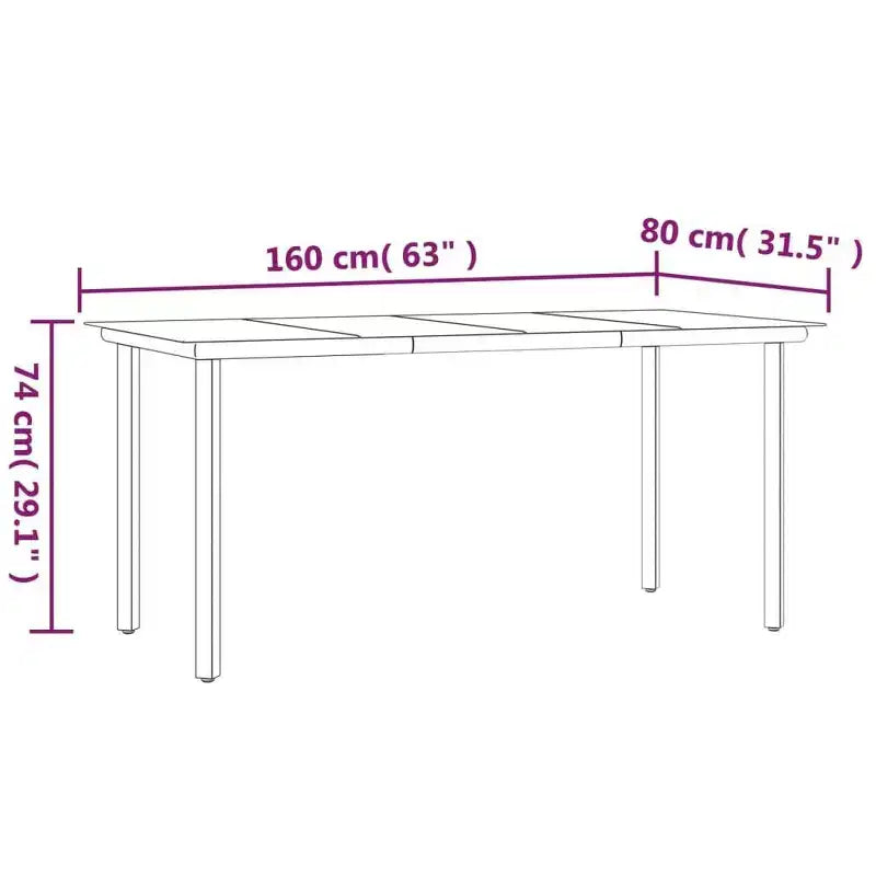 vidaXL Ensemble de jardin à manger noir Acier, Rotin PE Empilable Standard - Noir 63 Longueur de table 6 Articles