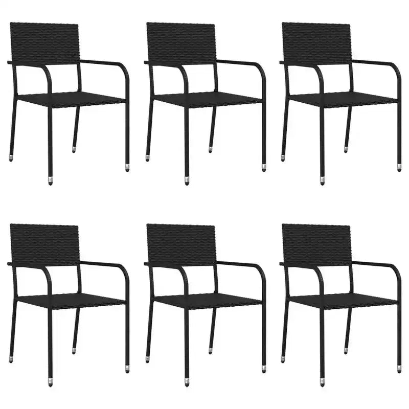 vidaXL Ensemble de jardin à manger noir Acier, Rotin PE Empilable Standard - Noir 63 Longueur de table 6 Articles