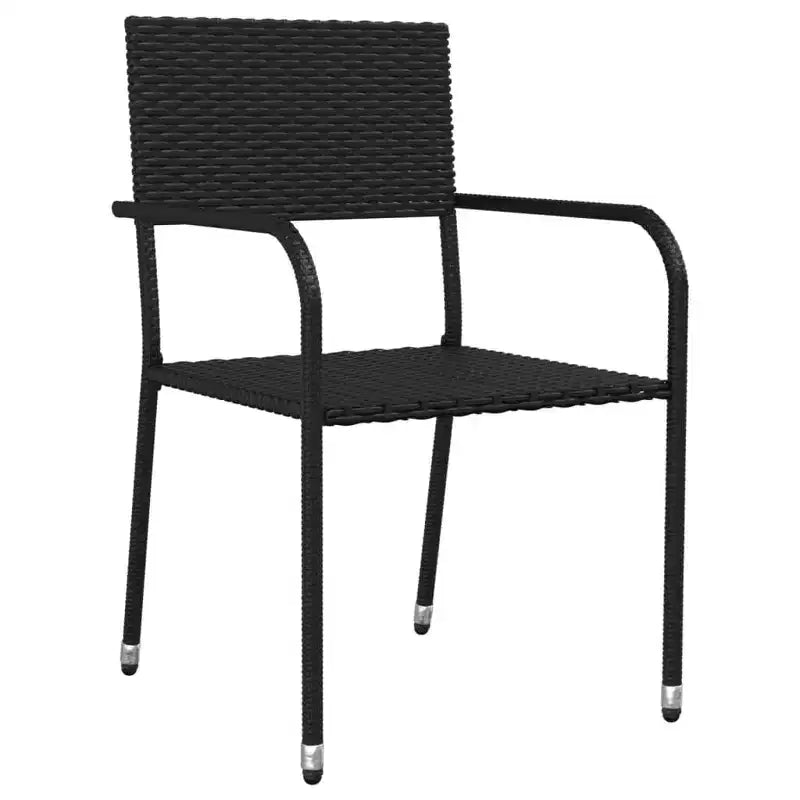 vidaXL Ensemble de jardin à manger noir Acier, Rotin PE Empilable Standard - Noir 63 Longueur de table 6 Articles