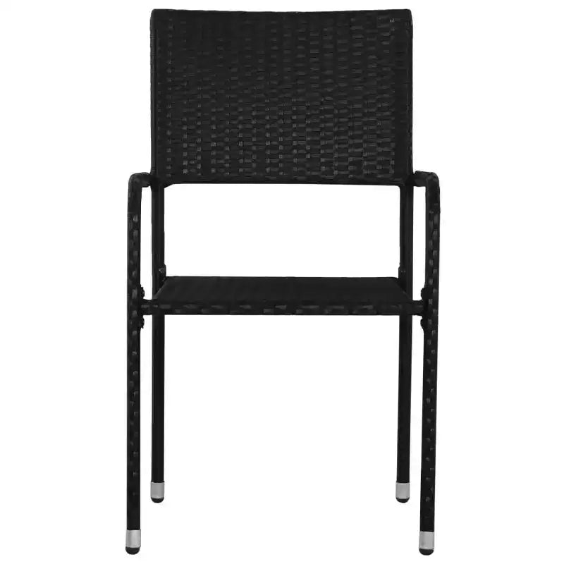 vidaXL Ensemble de jardin à manger noir Acier, Rotin PE Empilable Standard - Noir 63 Longueur de table 6 Articles