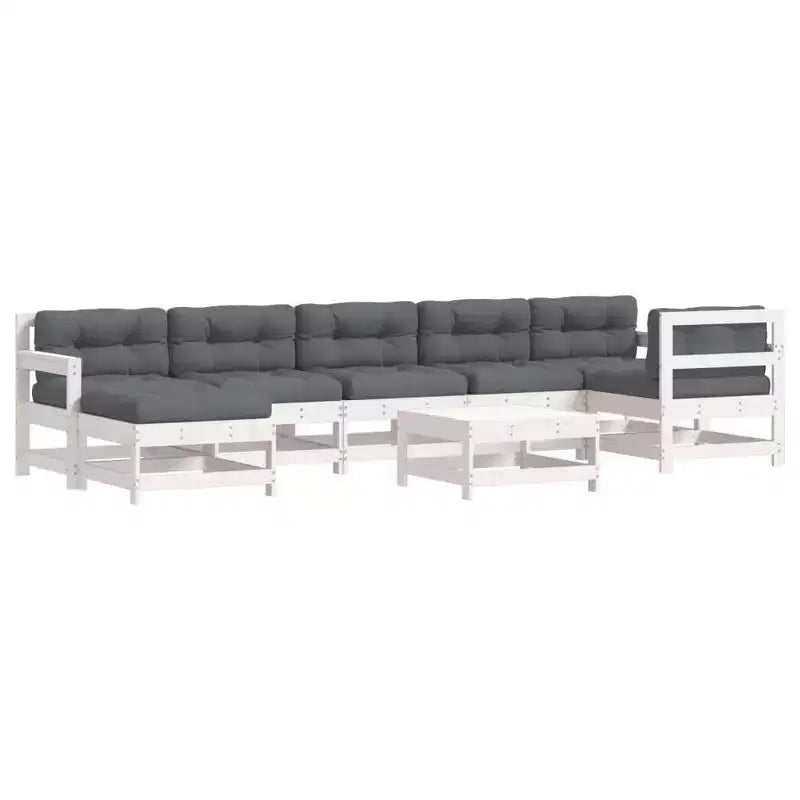 vidaXL Patio Lounge Set with Cushions Outdoor Furniture Set 8 Piece Solid Wood - White Pine