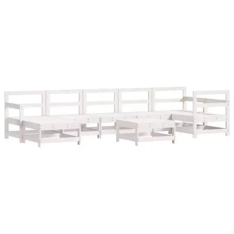 vidaXL Salon de jardin avec coussins, 8 pièces, bois massif - Pin blanc