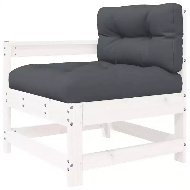 vidaXL Salon de jardin avec coussins, 8 pièces, bois massif - Pin blanc