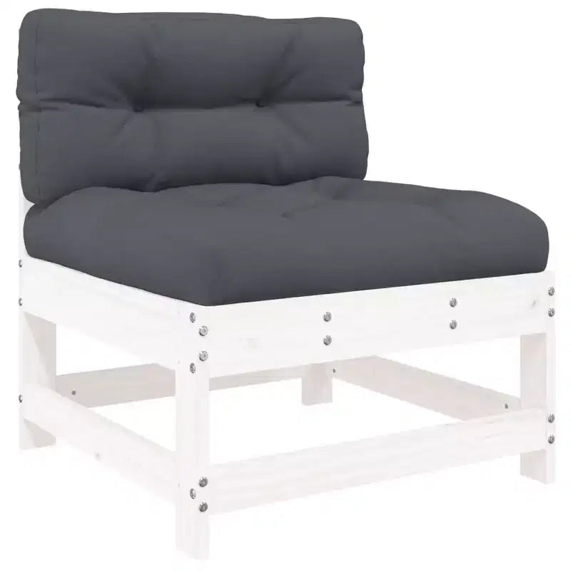 vidaXL Salon de jardin avec coussins, 8 pièces, bois massif - Pin blanc