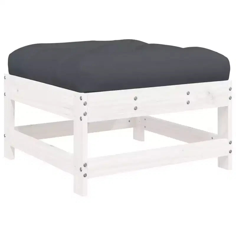 vidaXL Salon de jardin avec coussins, 8 pièces, bois massif - Pin blanc