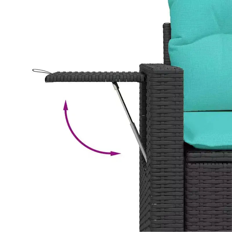 vidaXL Salon de jardin 6 pièces avec coussins résine tressée noir - Noir et bleu